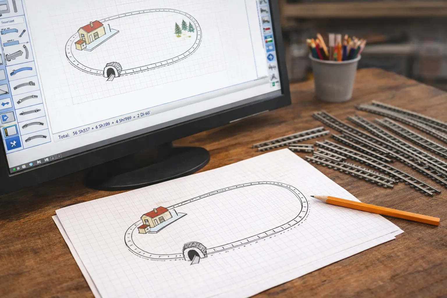 Conception d’un réseau de train miniature sur papier et à l’aide d’un logiciel de tracé