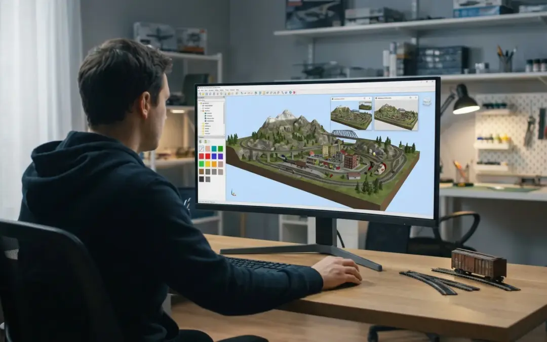 Homme travaillant sur un logiciel de modélisme