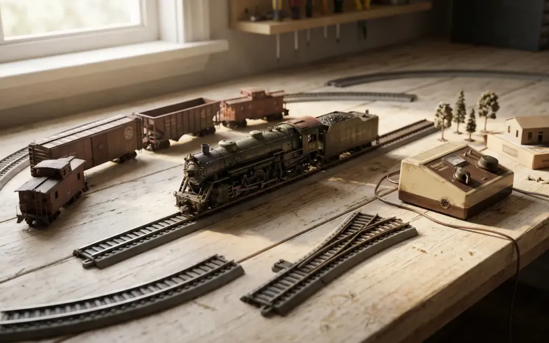 Modèle réduit de train sur table