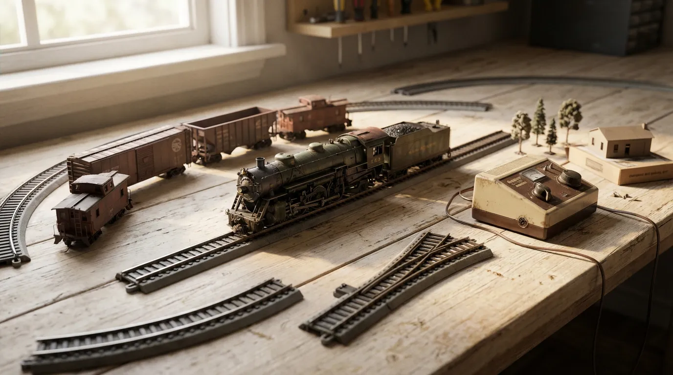 Modèle réduit de train sur table