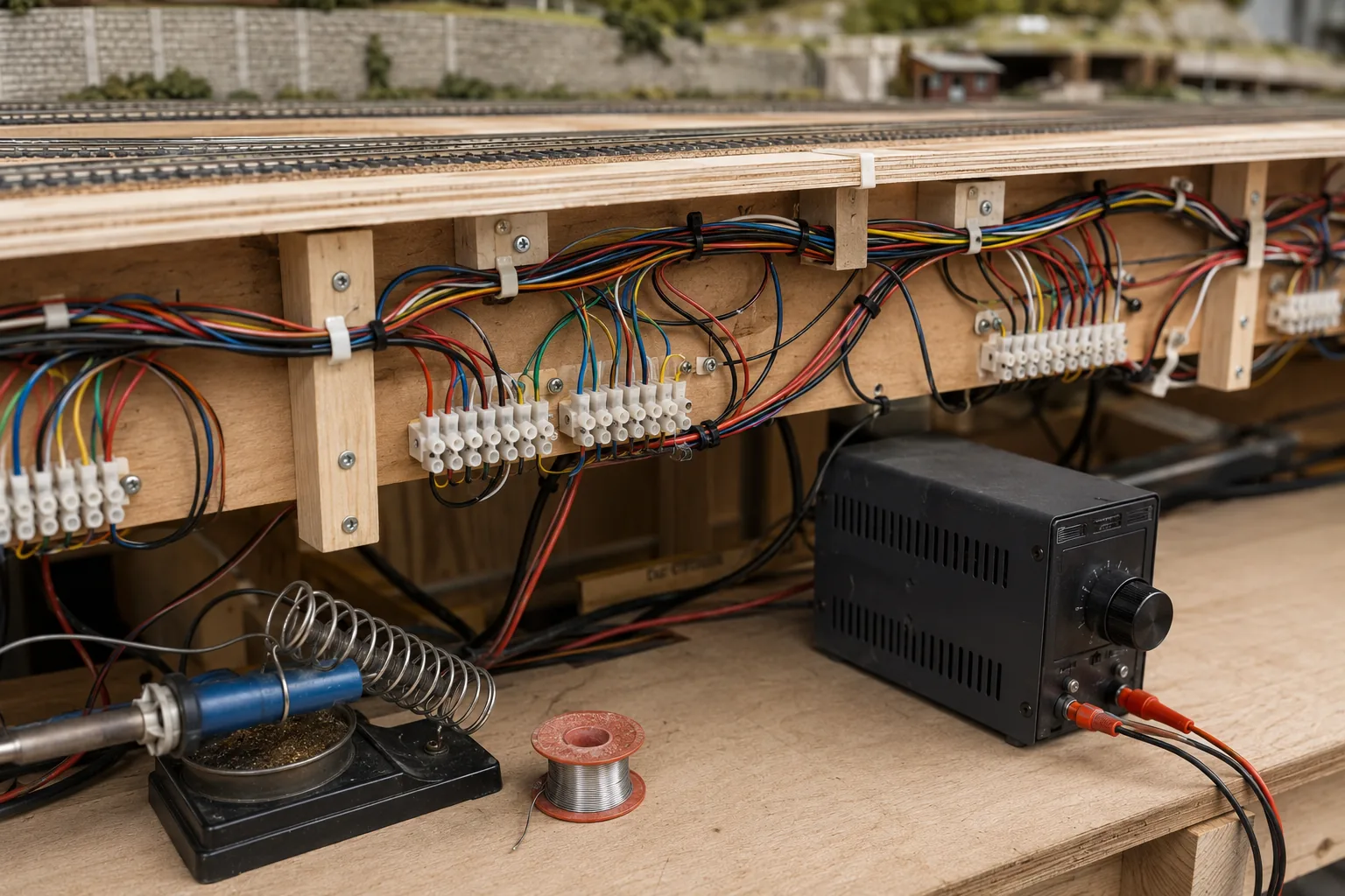 Câblage électrique d’un réseau de train miniature HO