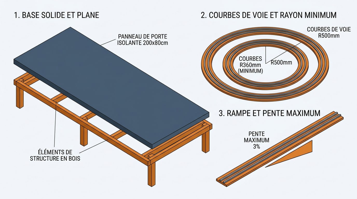 Schéma des contraintes techniques pour un réseau ferroviaire à l’échelle HO