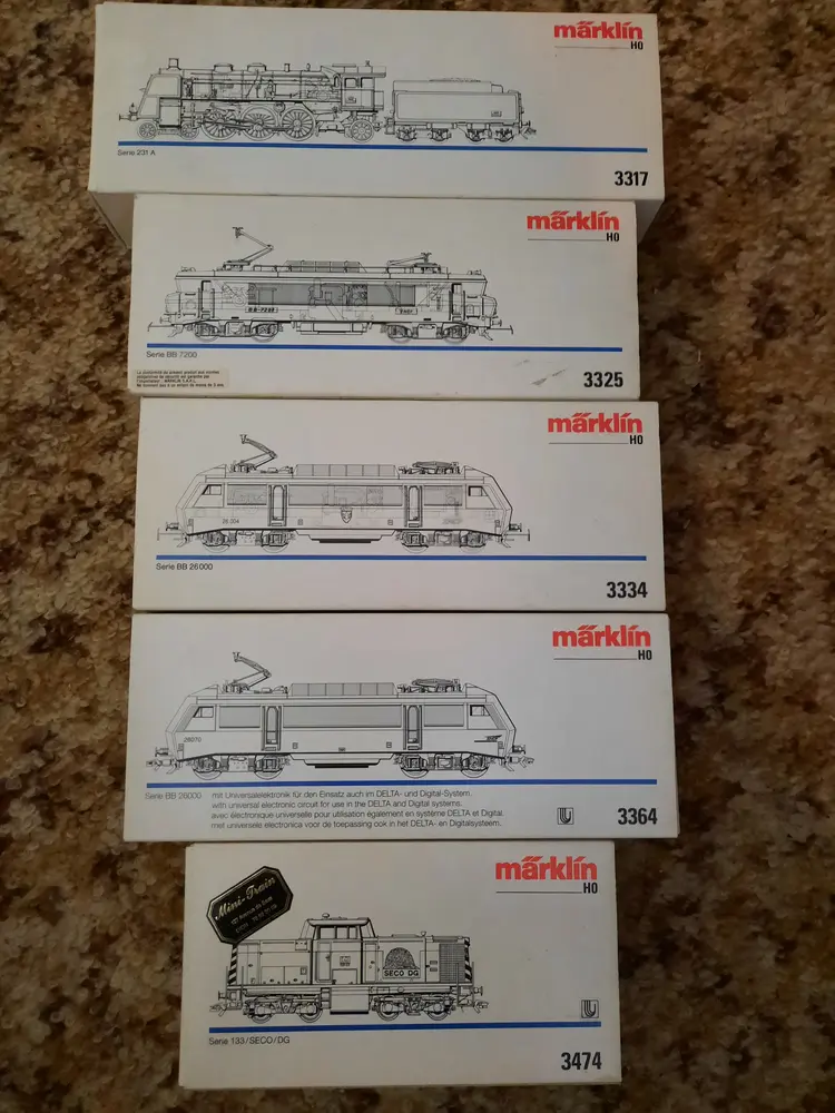 Locomotives Märklin HO SNCF 231 A, BB 7200 et BB 26000 en boîte